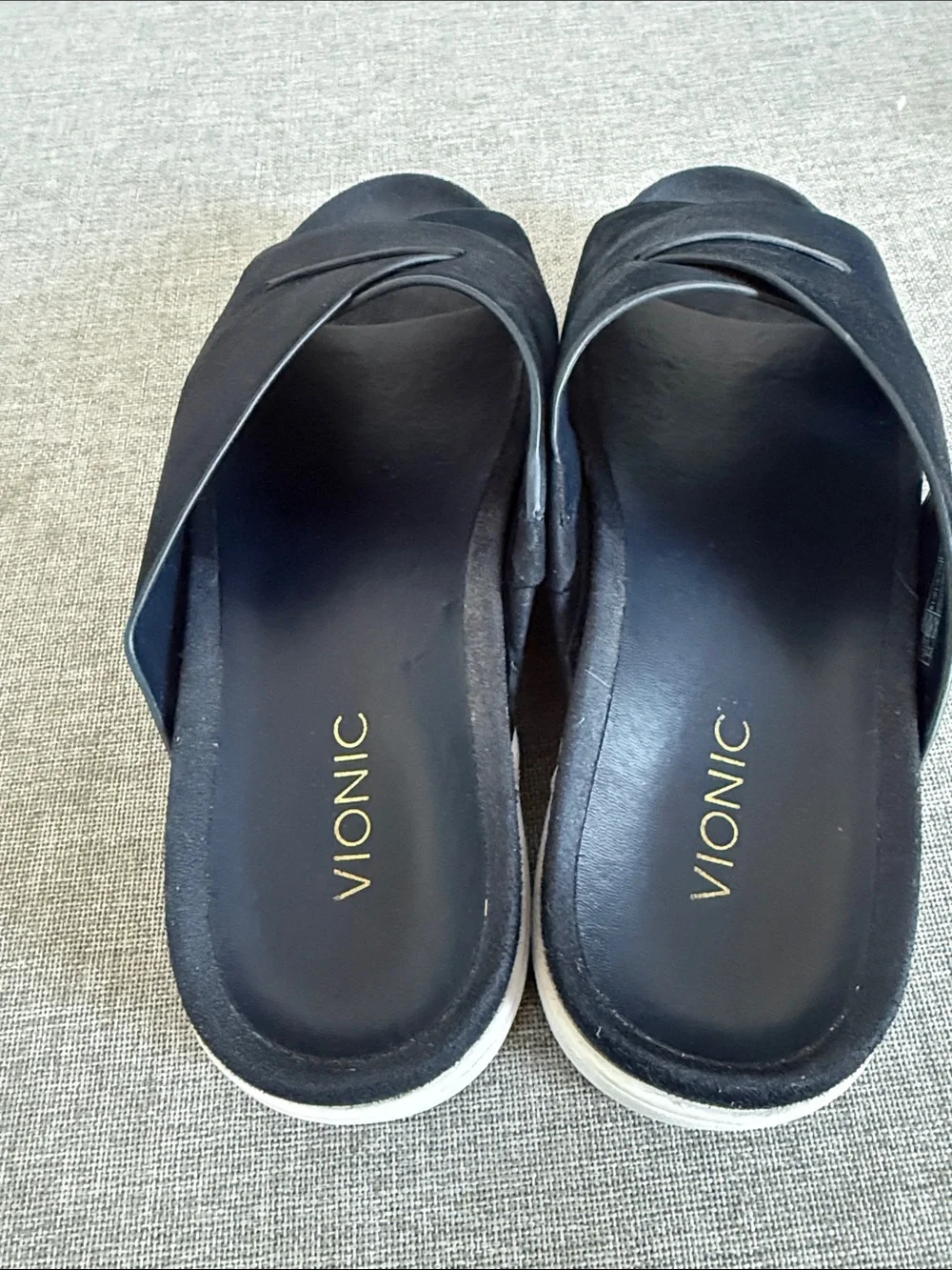 Vionic Navy Crisscross Slide Sandals